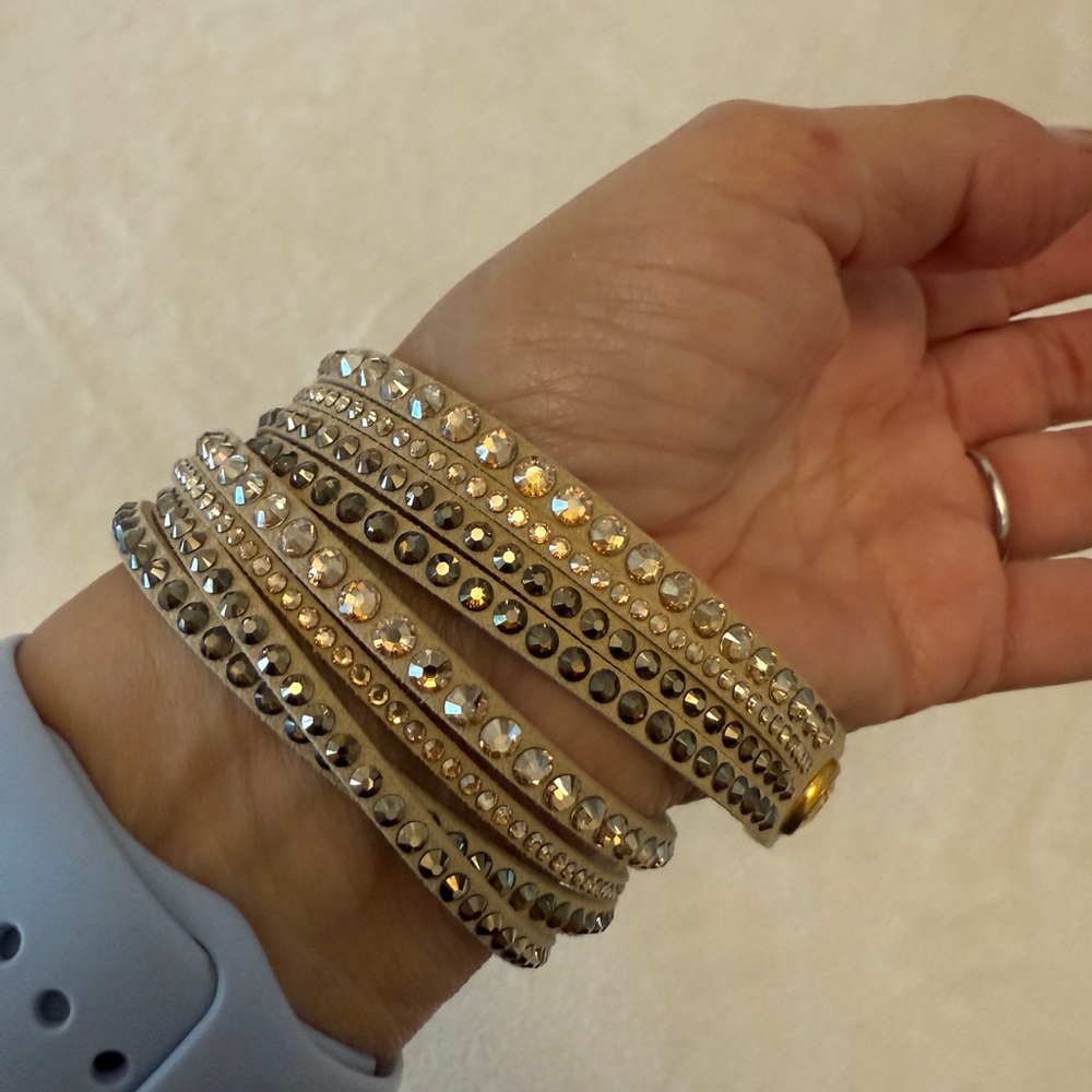 Suede and Crystal Wrap Bracelet